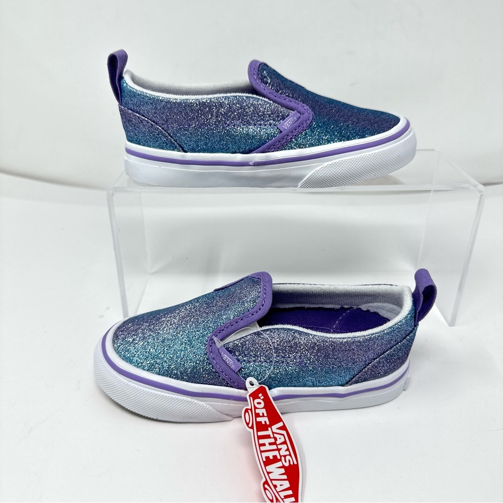 Vans Slip On V Ombre Glitter Toddler Girls Shoes - Picture 7 of 9